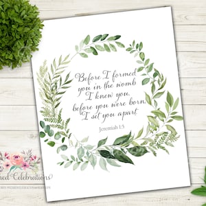 Bevor ich dich kannte Jeremia 1:5 / Druckbare Bibel Vers Wand Kunst / Schrift DIY Druck / Taufgeschenk für Jungen / Neutrales Baby Kinderzimmer Dekor