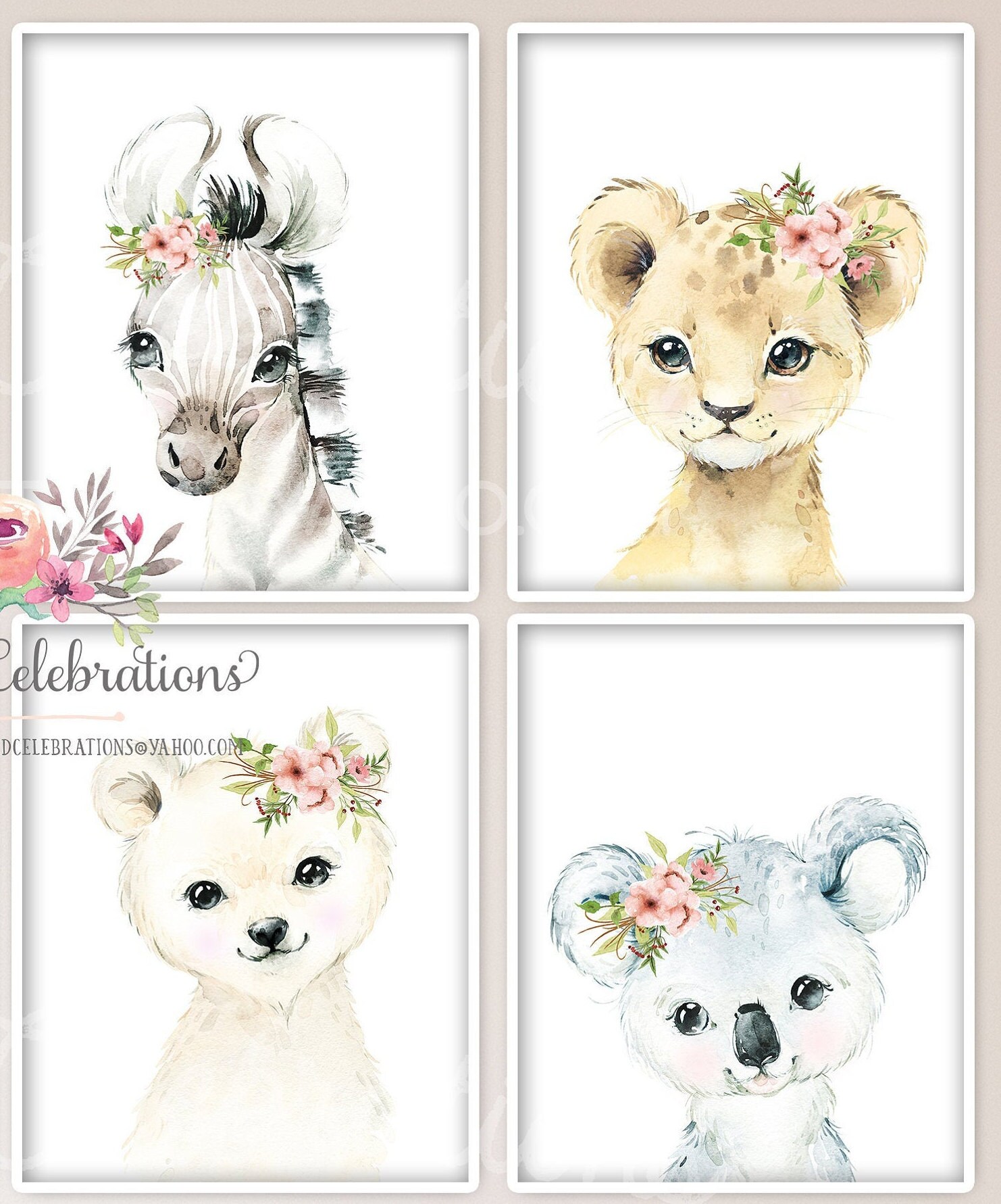 Blush Safari Animal Nursery Art / Set of 8 Safari Printable Etsy
