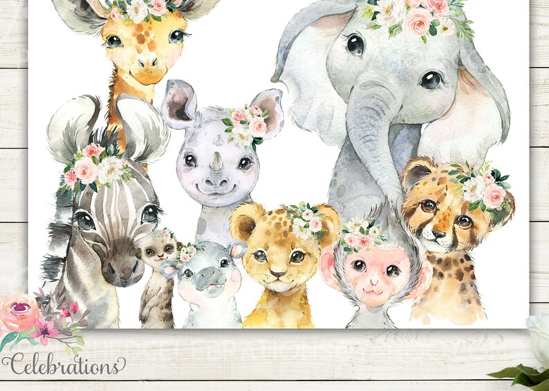 Blush Jungle Animal Nursery Art / Printable Safari Nursery Art Etsy