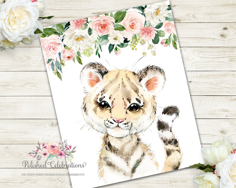 Boho Blush Tiger Art / Printable Nursery Art / Tiger Cub Etsy
