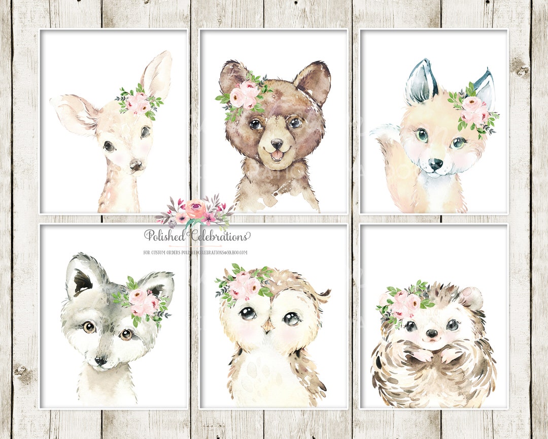 Blush Woodland Animal Set / Printable Nursery Art / Boho Nursery Décor ...