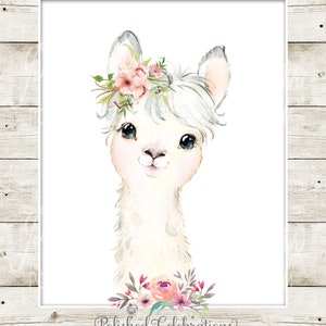 Blush Lama Kinderzimmer Kunst / Druckbares Kinderzimmer Dekor / Blush rosa Blumen / Blumen Kinderzimmer Wandbild / Baby Mädchen Kinderzimmer / Schlafzimmer Wanddeko