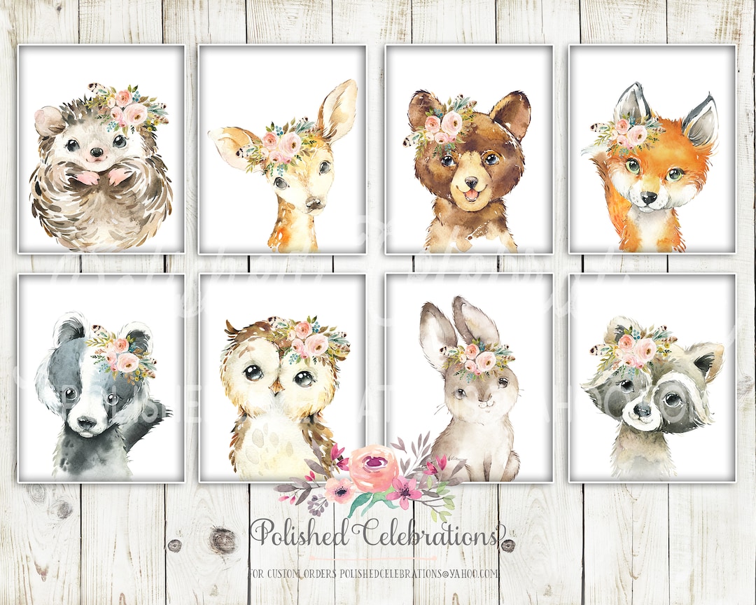 Blush Pink Woodland Animal Set / Printable Nursery Art / Boho Nursery ...