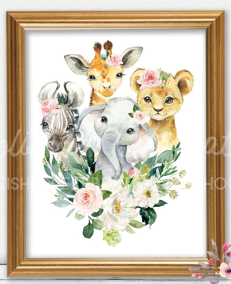 Blush Jungle Animal Nursery Art / Safari Nursery DIY Print / Etsy