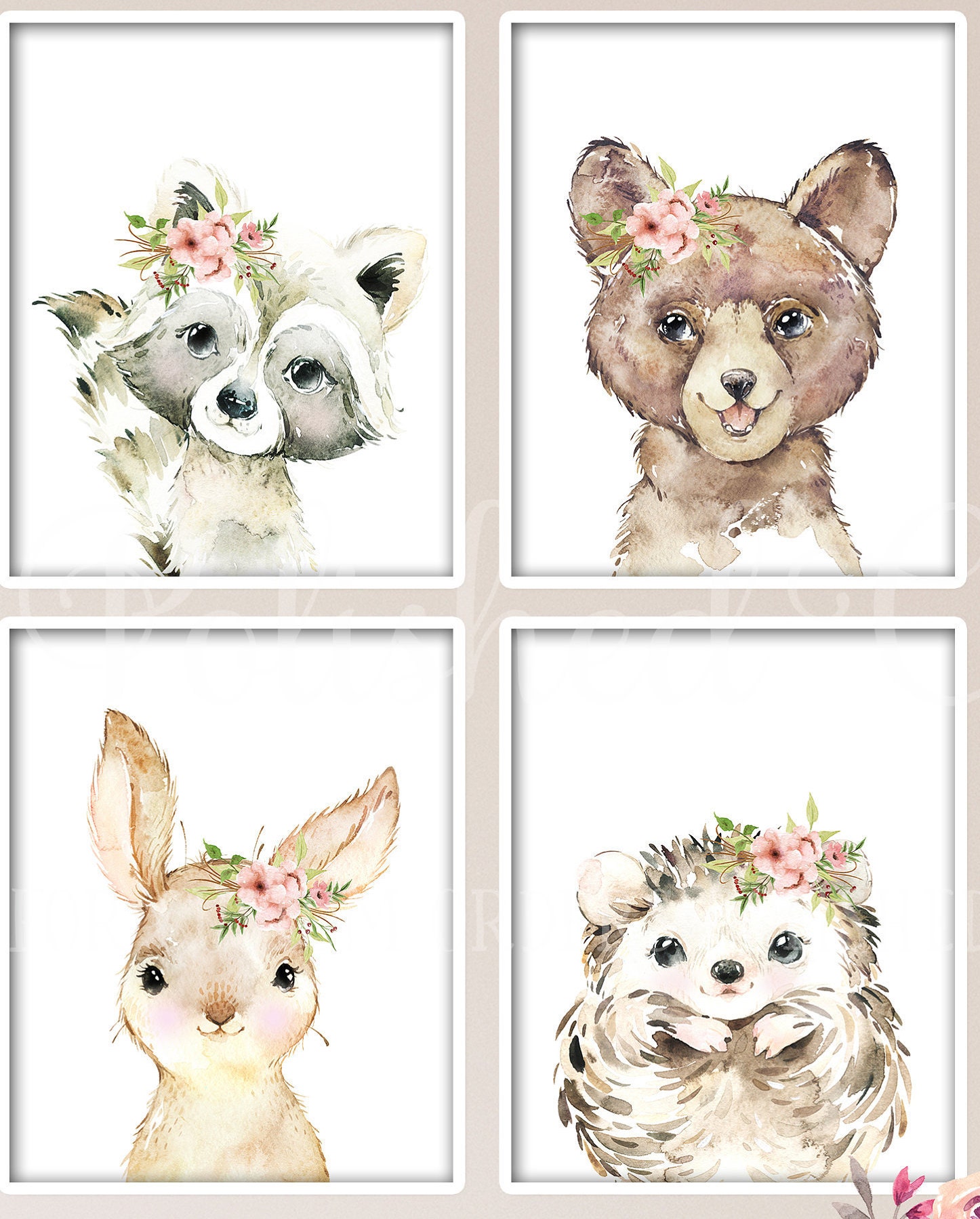 Blush Woodland Animal Set / Printable Nursery Art / Boho Nursery Decor ...
