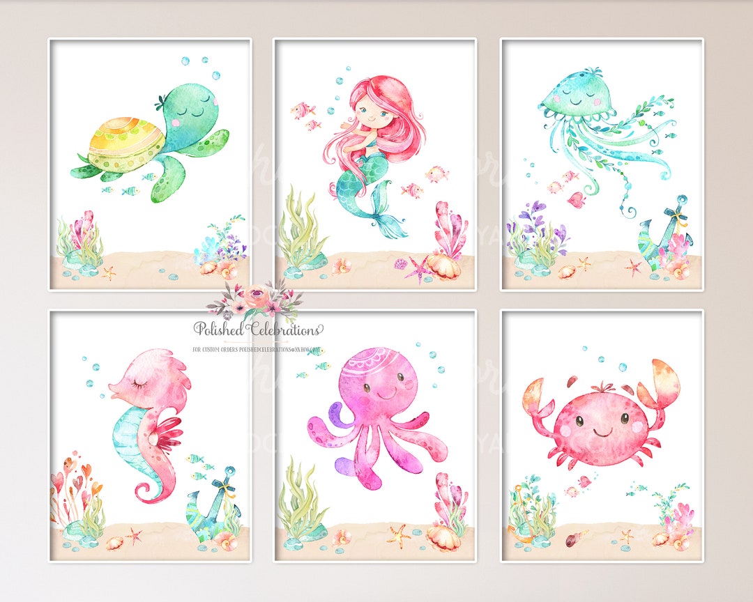 Mermaid Nursery Art / Printable Wall Decor / Baby Girl Nursery / Pink ...