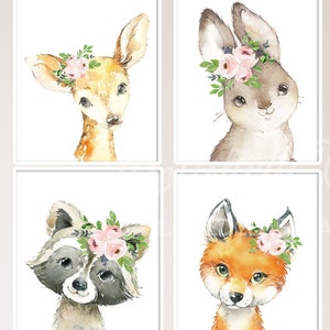 Blush Woodland Animal Set / Printable Nursery Art / Baby Girl Nursery ...