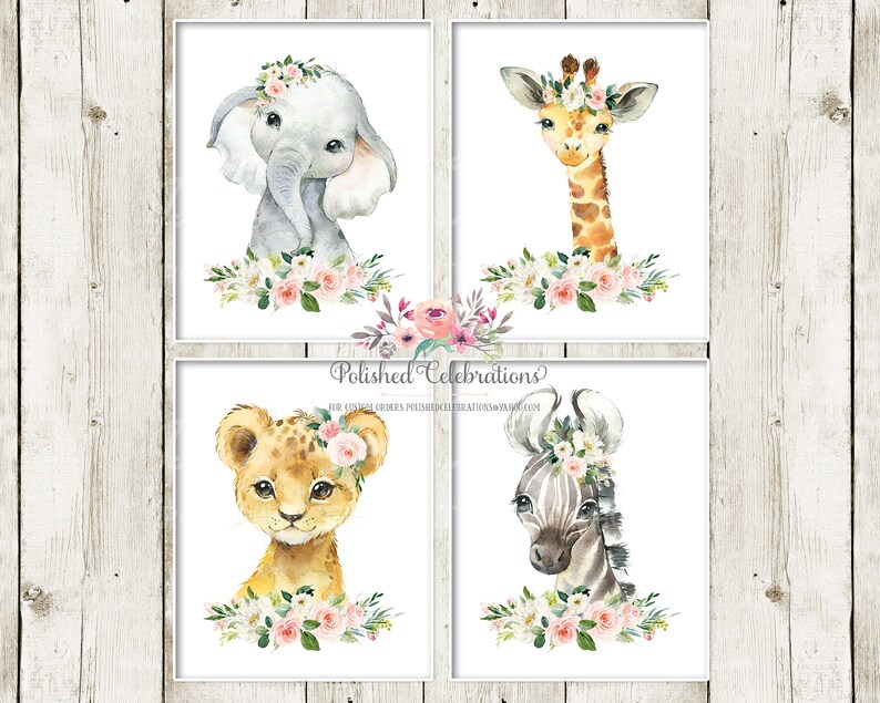 Blush Safari Animal Nursery Art / Printable Set of 12 Safari Etsy