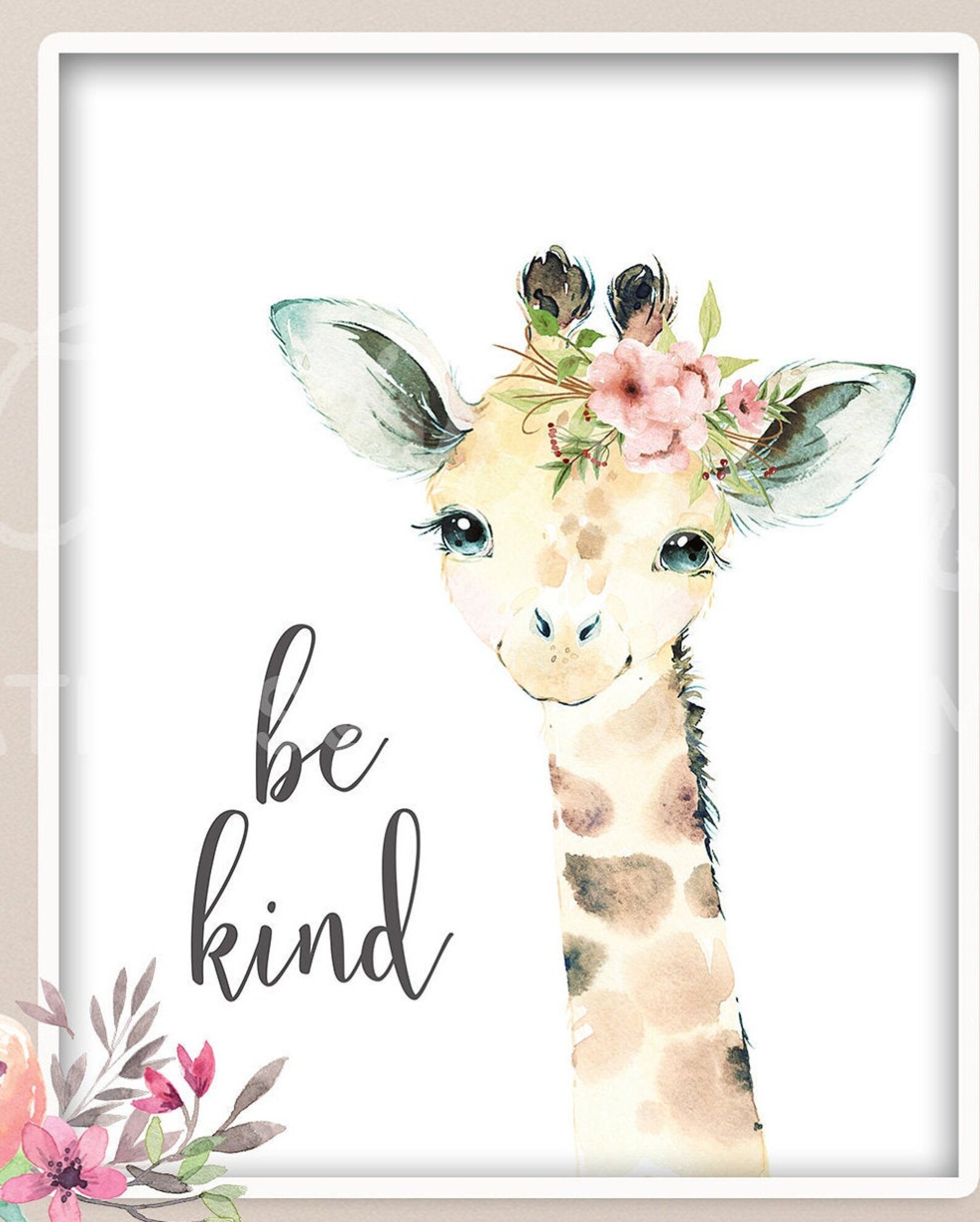 Blush Safari Animal Nursery Art / Set of 4 Safari Nursery Etsy