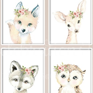 Blush Woodland Animal Set / Printable Nursery Art / Boho Nursery Decor ...
