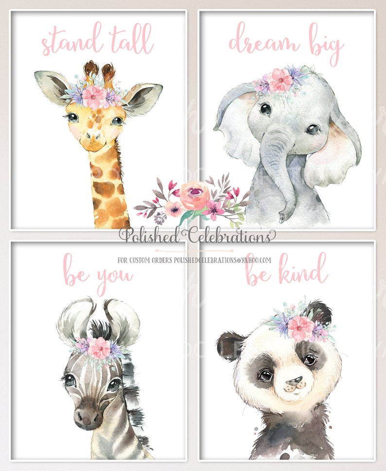 Blush Safari Animal Nursery Art / Printable Set of 6 Safari Etsy