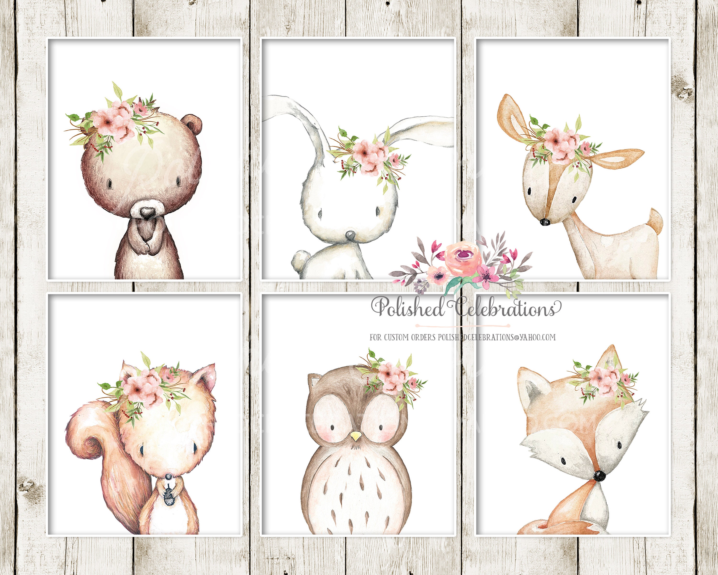Art & Collectibles Blush Pink Flowers Deer Baby Girl Nursery DIY Prints ...