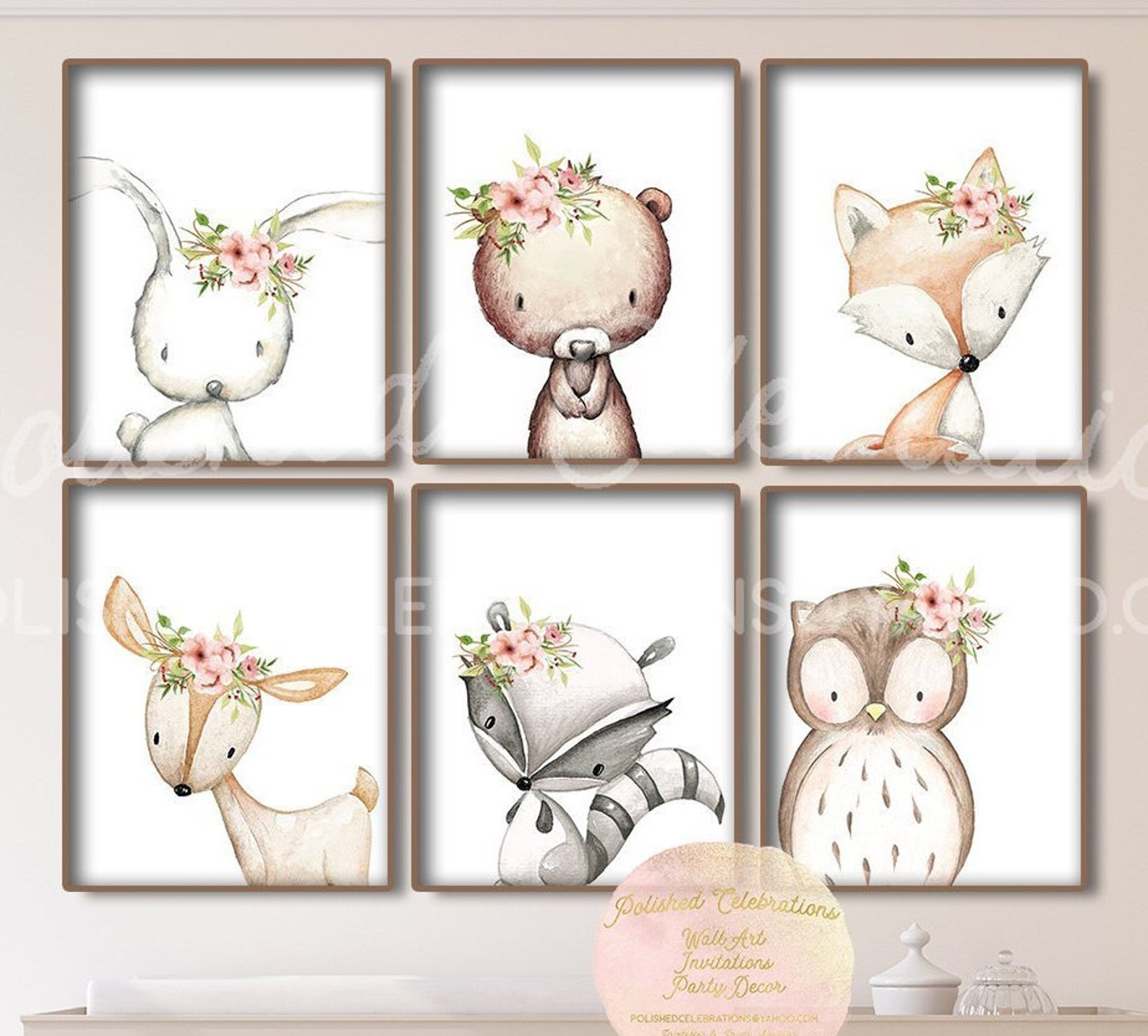 Boho Blush Woodland Animal Set / Printable Nursery Art / Baby Girl ...