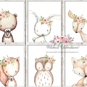 Blush Boho Woodland Animal Set / Printable Nursery Art / Baby Girl ...