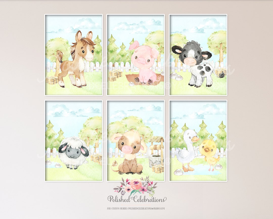 Watercolor Farm Animal Nursery Art / Printable Wall Decor / Baby Boy ...