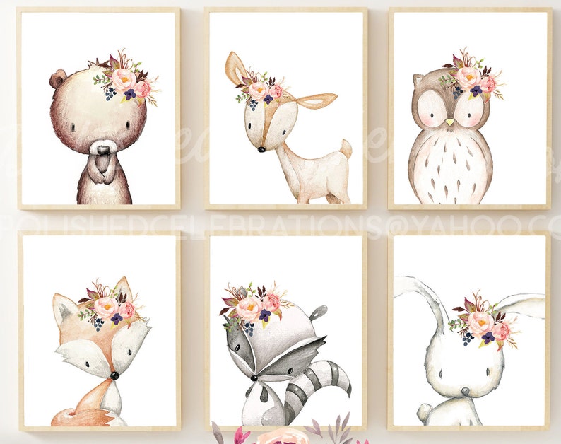 Boho Wald Tier Set von 6 / druckbare Kindergarten Kunst / Baby | Etsy