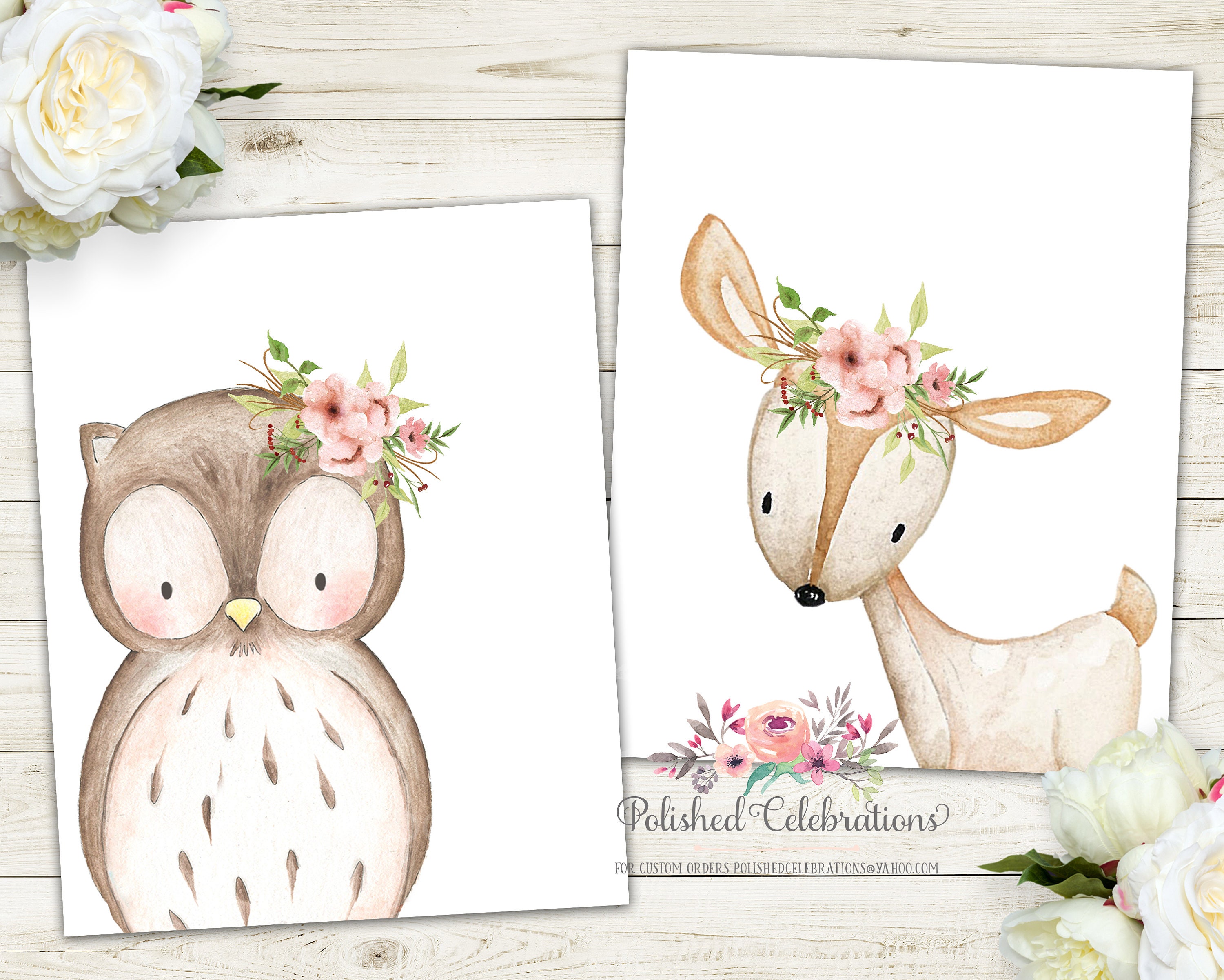 Boho Blush Woodland Animal Set / Printable Nursery Art / Baby Girl ...