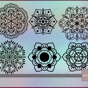 Hand Drawn Mandala SVG Bundle: Clipart, Cut Files (PNG, SVG)