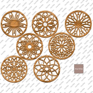 Mandala Coasters Laser Cut Files Svg, Coasters Bundle Cutting Files, Glowforge Engraving Files, Coasters Set Template, Coasters Vector Files