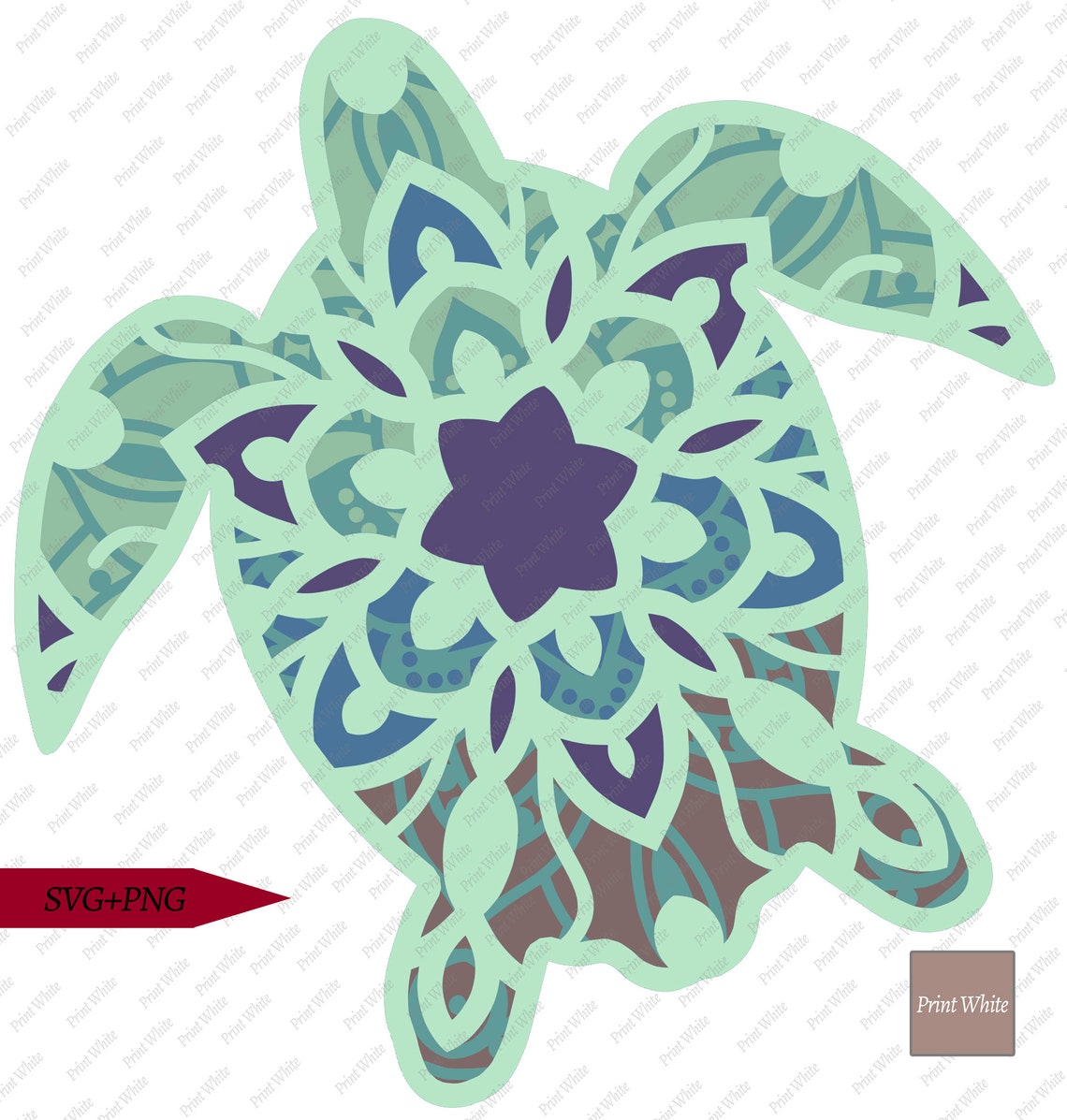 Download 3D Mandala Turtle Svg Png Papercut Stacked Shadowbox ...