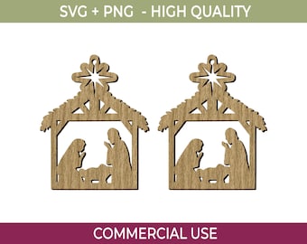 Nativity Scene Earrings SVG Laser Cut File: Christmas Earrings (Digital Download)