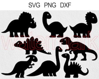 Baby Dinosaur SVG Bundle: Trex, Stegosaurus, Velociraptor (Digital Download)