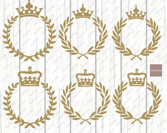 Königin König Lorbeerkranz Monogramm SVG Png Krone Clipart Aufkleber Schablone schneiden Datei Cricut Silhouette digitaler Download Instant Cut Datei