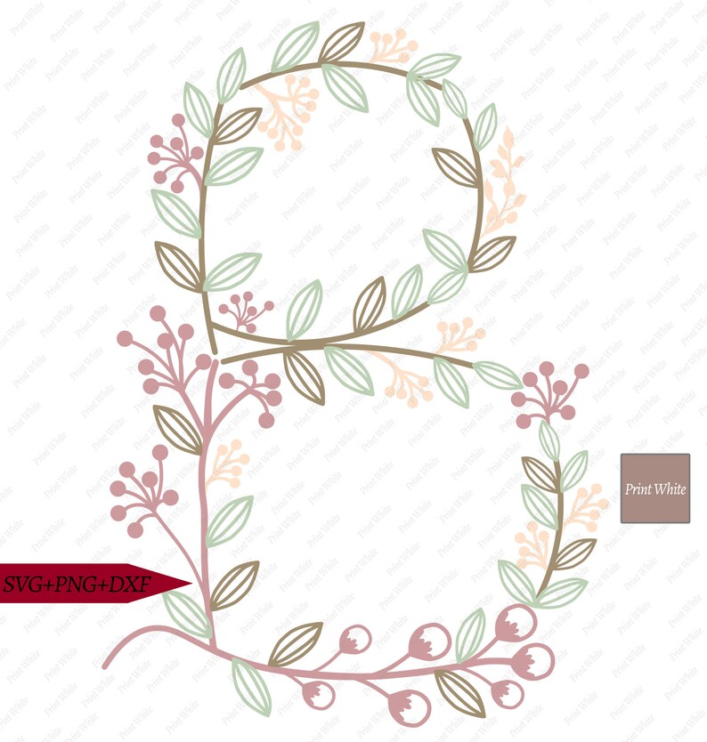 Download Floral Letter B Svg Png Dxf Colorful Decorative Initial | Etsy