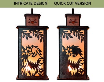 3D Highland 4 Panels Cow Lantern SVG PDF DXF - Laser Cut File for Glowforge & xTool – Farmhouse Decor