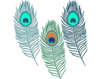 Peacock Feather SVG: Cricut Cut File, Clipart (PNG, DXF)