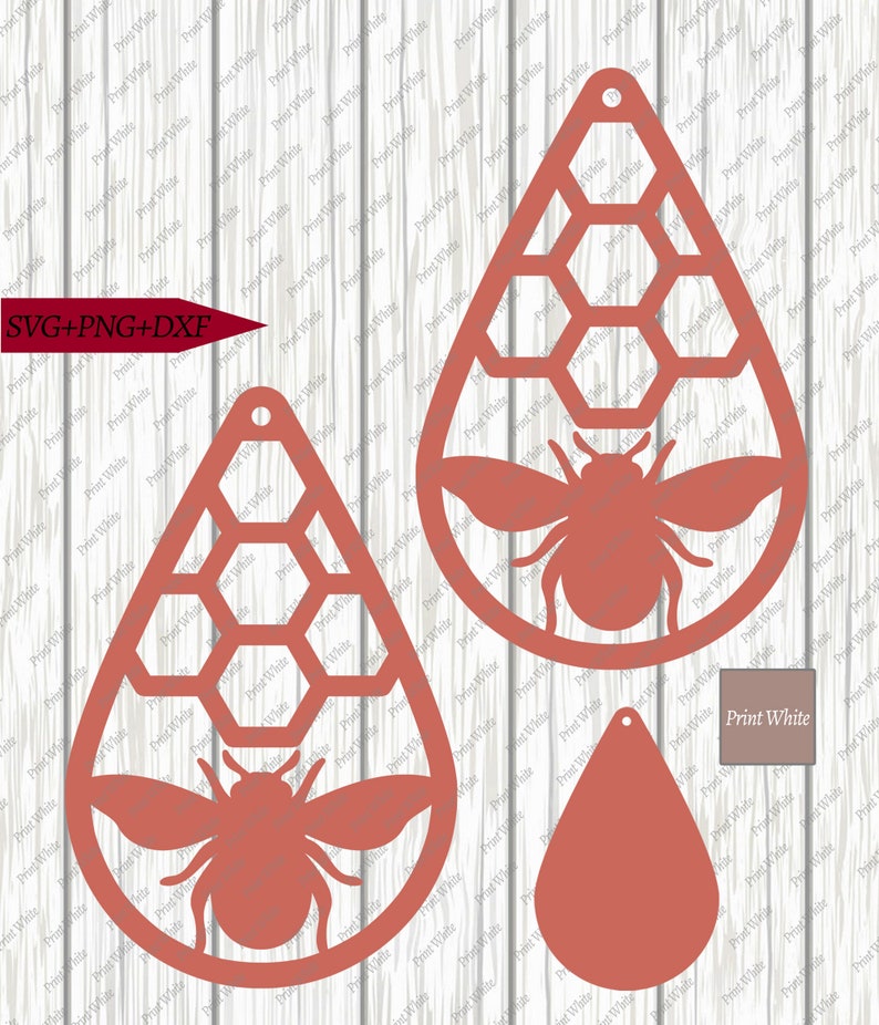 Bee Earrings Svg Dxf Png Honeycomb Earring Cut File ...