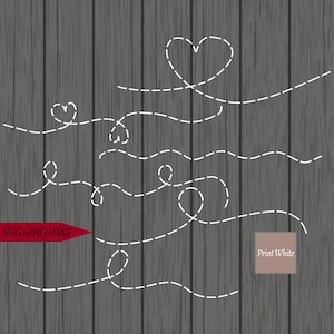 White Dotted Line Svg, Dashed Line Doodles Set, Png Svg Dxf, Digital Download, Dotted Line Clipart, Dashed Line Svg, Doodle Line Download