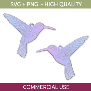 Hummingbird Earrings SVG File for Laser Cut, Glowforge, Cricut (Digital Download)