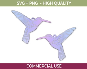 Hummingbird Earrings SVG File for Laser Cut, Glowforge, Cricut (Digital Download)