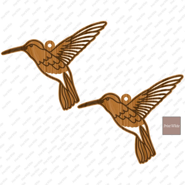 Hummingbird Earrings File for Laser Cut SVG - Glowforge Files - Earrings File for Engraving Machine - Cricut Cutting File - Wooden Earrings