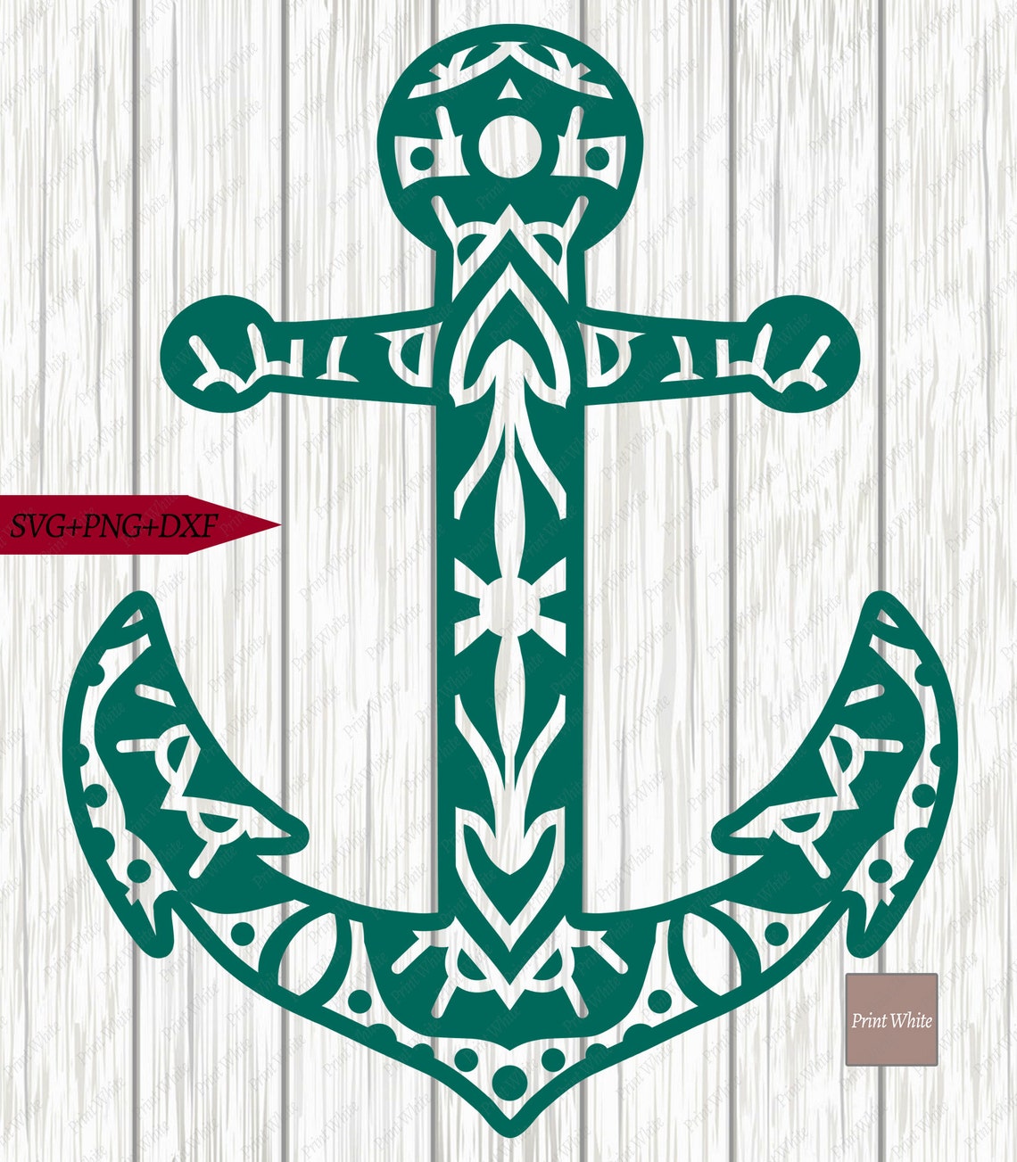 Anchor Mandala Svg Dxf Png Nautical Sublimation Design Cricut | Etsy