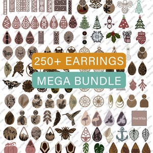 Oorbellen Bundel, Glowforge Bestanden, Commercieel Gebruik, Gestapelde Faux Leather Earring, Leaf Oorbellen SVG, Silhouet Cricut Cut Files Template