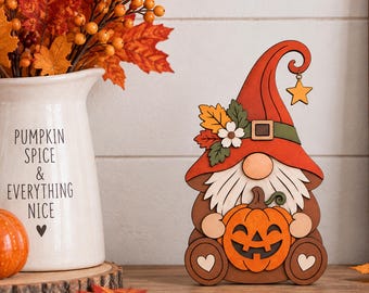 Pumpkin Gnome SVG, Single Layer Laser Cut File, Glowforge xTool DXF PDF