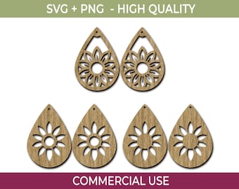 Sunflower Earring SVG Bundle, Floral Earrings, Boho Template