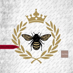 Bee Svg Dxf Png Laurel Wreath Crown Queen Bee Design Clipart Printable Decal Stencil Bee Logo Cricut Silhouette Cut File Digital Download
