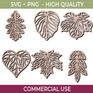 Skeleton Leaf Earring SVG, Floral Pendant Cut File (Digital Download)