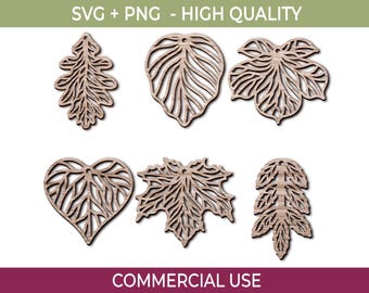 Skeleton Leaf Earring SVG, Floral Pendant Cut File (Digital Download)