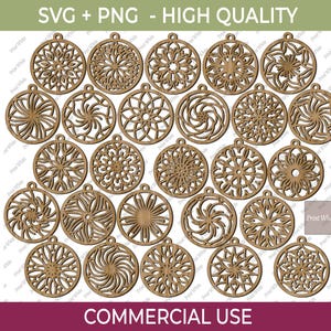 Mandala Earrings SVG Bundle: Laser Cut Template (Digital Download)