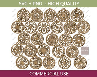 Mandala Earrings SVG Bundle: Laser Cut Template (Digital Download)