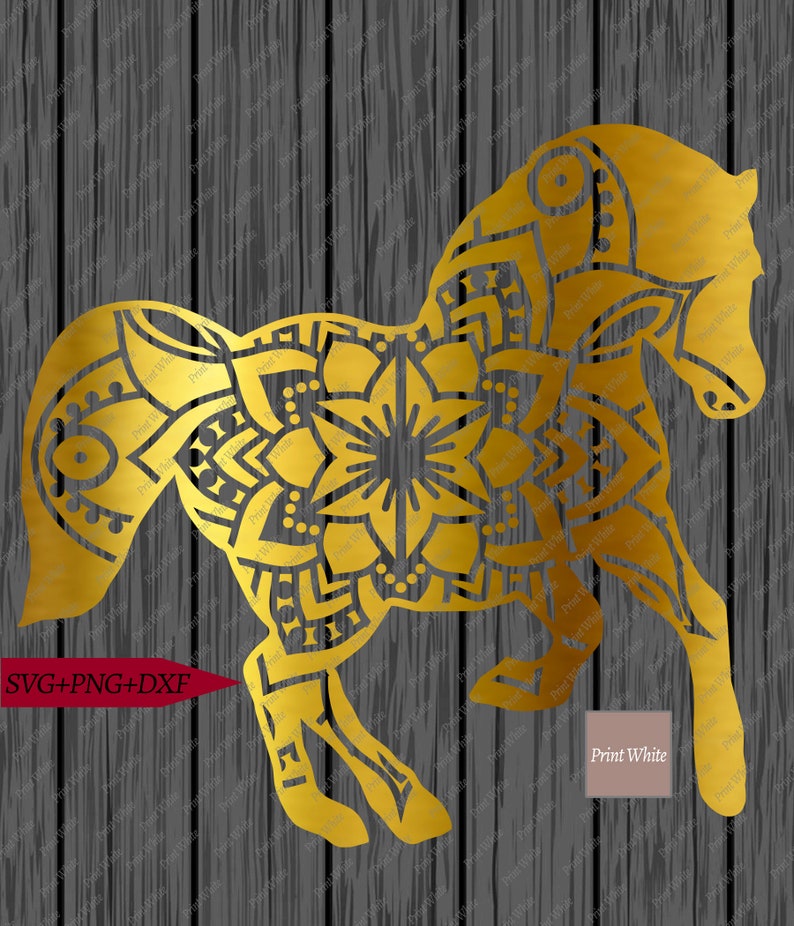 Download Gold Mandala Horse Svg Png Dxf Cricut Cutting Files Horse ...