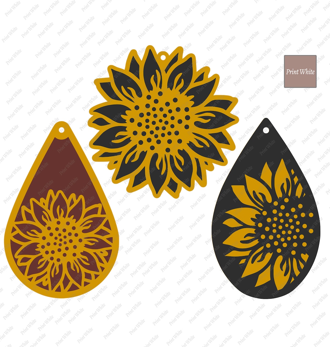 Sunflower Stacked Earrings Svg Png Cricut Cut File Leather Earring