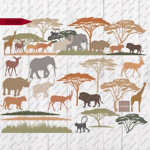 Safari Scene Svg Png Cricut Cut Files Colored Clipart Printable Decal ...