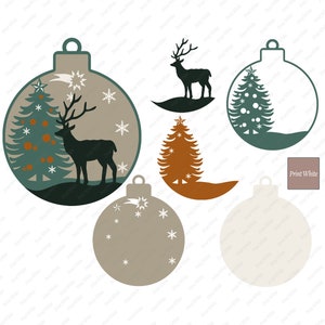 3D Multi Layered Christmas Bauble Svg Stacked Tree Decoration Ornament Png Laser Cut Glowforge Cricut Cuting File Digital Download Paper Cut