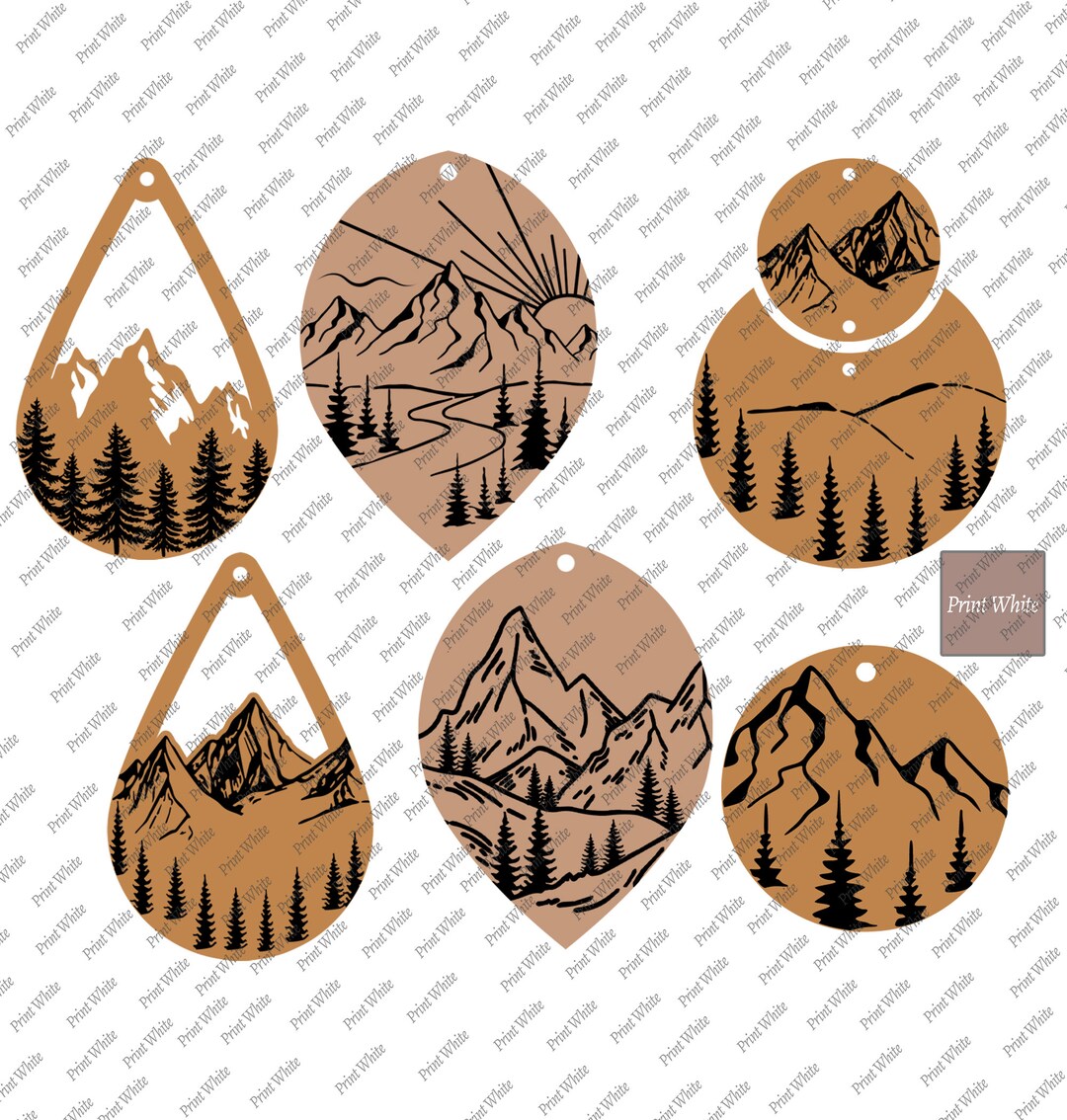 Mountain Earrings Bundle Svg Files Laser Cut Earrings Cricut