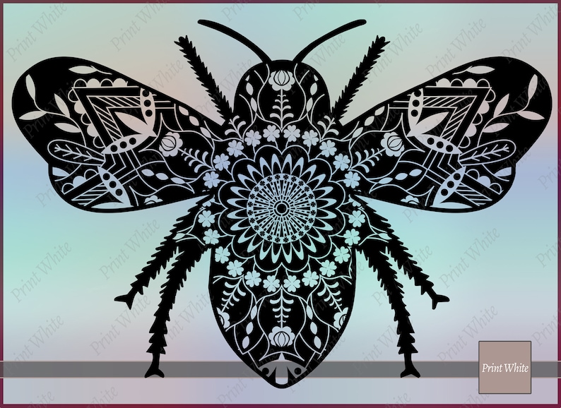 Download Mandala Bee Svg Zentangle Bee Svg Bee Clipart Bee Cut File ...